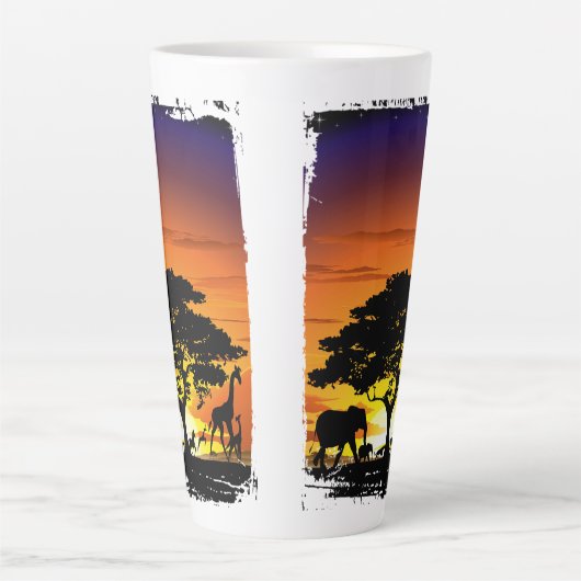 Wilde dieren op de Afrikaanse Savanna Sunset Latte Mok (Voorkant)