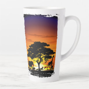 Wilde dieren op de Afrikaanse Savanna Sunset Latte Mok