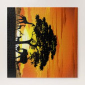 Wilde dieren op de Afrikaanse Savanna Sunset Legpuzzel (Horizontaal)