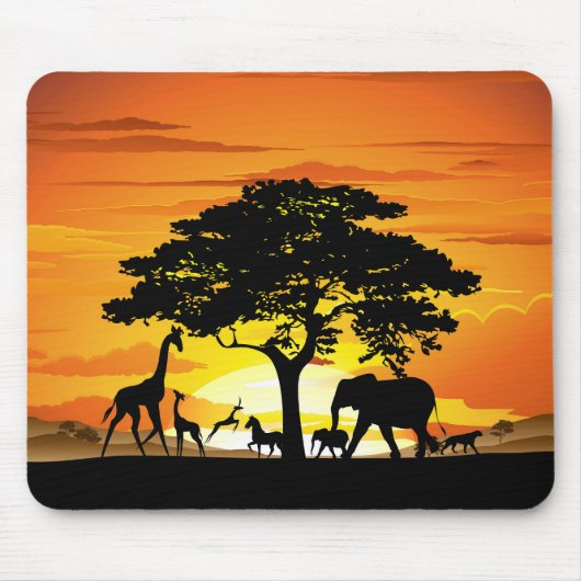 Wilde dieren op de Afrikaanse Savanna Sunset Muismat (Voorkant)