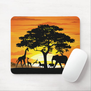 Wilde dieren op de Afrikaanse Savanna Sunset Muismat
