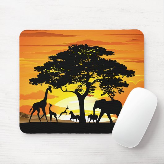 Wilde dieren op de Afrikaanse Savanna Sunset Muismat (Met muis)
