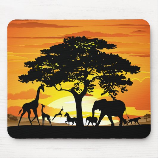 Wilde dieren op de Afrikaanse Savanna Sunset Muismat (Voorkant)