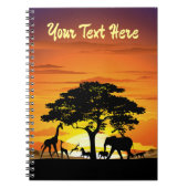 Wilde dieren op de Afrikaanse Savanna Sunset Notitieboek (Voorkant)
