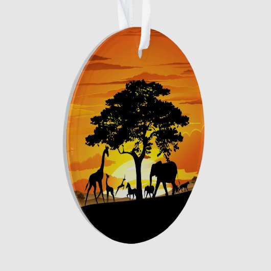 Wilde dieren op de Afrikaanse Savanna Sunset Ornament (voorkant)