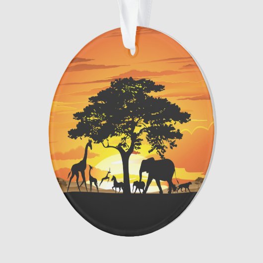 Wilde dieren op de Afrikaanse Savanna Sunset Ornament (voorkant)