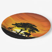 Wilde dieren op de Afrikaanse Savanna Sunset Papieren Bordje (Gekanteld)