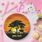Wilde dieren op de Afrikaanse Savanna Sunset Papieren Bordje (Feest)