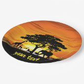 Wilde dieren op de Afrikaanse Savanna Sunset Papieren Bordje (Gekanteld)