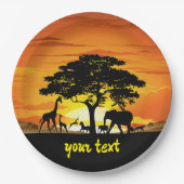 Wilde dieren op de Afrikaanse Savanna Sunset Papieren Bordje (Voorkant)
