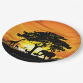 Wilde dieren op de Afrikaanse Savanna Sunset Papieren Bordje (Gekanteld)