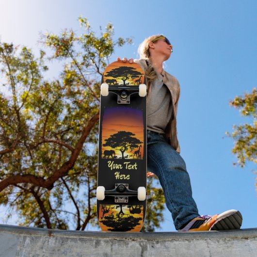 Wilde dieren op de Afrikaanse Savanna Sunset Persoonlijk Skateboard (Buiten 1)