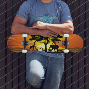 Wilde dieren op de Afrikaanse Savanna Sunset Persoonlijk Skateboard