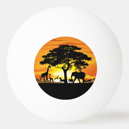 Wilde dieren op de Afrikaanse Savanna Sunset Pingpongbal (Achterkant)