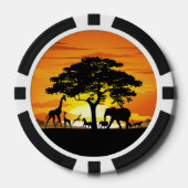 Wilde dieren op de Afrikaanse Savanna Sunset Poker Chips (Voorkant)