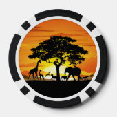 Wilde dieren op de Afrikaanse Savanna Sunset Poker Chips (Achterkant)