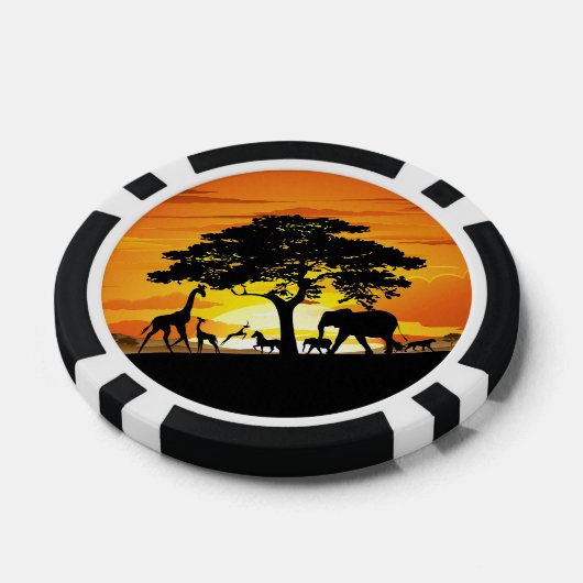 Wilde dieren op de Afrikaanse Savanna Sunset Poker Chips (Enkel)