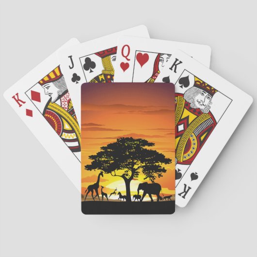 Wilde dieren op de Afrikaanse Savanna Sunset Pokerkaarten (Achterkant)