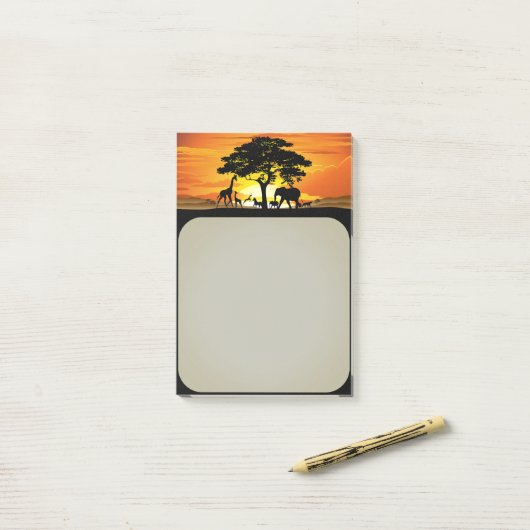 Wilde dieren op de Afrikaanse Savanna Sunset Post-it® Notes (Op bureau)