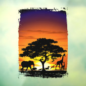 Wilde dieren op de Afrikaanse Savanna Sunset Raamsticker (Vel 3)