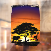 Wilde dieren op de Afrikaanse Savanna Sunset Raamsticker (Vel 2)