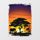 Wilde dieren op de Afrikaanse Savanna Sunset Raamsticker (Vel)