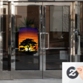 Wilde dieren op de Afrikaanse Savanna Sunset Raamsticker (Kantoordeur)