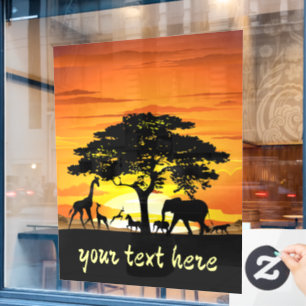Wilde dieren op de Afrikaanse Savanna Sunset Raamsticker