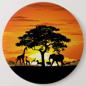 Wilde dieren op de Afrikaanse Savanna Sunset Ronde Button 6,0 Cm (Voorkant)