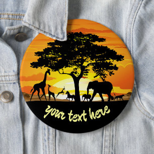 Wilde dieren op de Afrikaanse Savanna Sunset Ronde Button 6,0 Cm