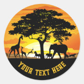 Wilde dieren op de Afrikaanse Savanna Sunset Ronde Sticker (Voorkant)