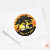 Wilde dieren op de Afrikaanse Savanna Sunset Ronde Sticker (Envelop)