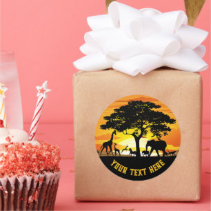 Wilde dieren op de Afrikaanse Savanna Sunset Ronde Sticker