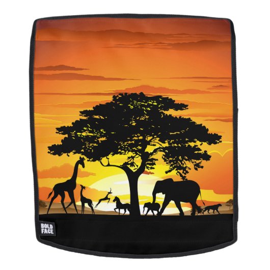 Wilde dieren op de Afrikaanse Savanna Sunset Rugtassen (Verwijderbaar gezicht)