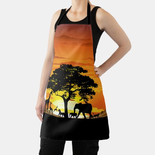 Wilde dieren op de Afrikaanse Savanna Sunset Schort (Insitu)