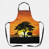 Wilde dieren op de Afrikaanse Savanna Sunset Schort (Voorkant)