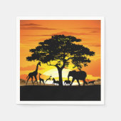 Wilde dieren op de Afrikaanse Savanna Sunset Servet (Voorkant)