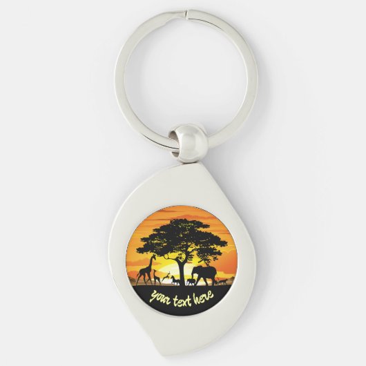 Wilde dieren op de Afrikaanse Savanna Sunset Sleutelhanger (Voorkant)
