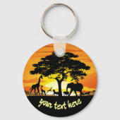 Wilde dieren op de Afrikaanse Savanna Sunset Sleutelhanger (Voorkant)