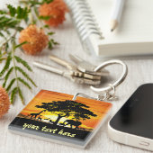 Wilde dieren op de Afrikaanse Savanna Sunset Sleutelhanger (Voorkant Rechts)