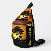 Wilde dieren op de Afrikaanse Savanna Sunset Sling Bag (Rechterhoek)