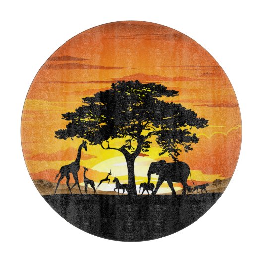 Wilde dieren op de Afrikaanse Savanna Sunset Snijplank (Voorkant)