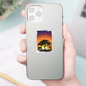 Wilde dieren op de Afrikaanse Savanna Sunset Sticker (Telefoon)