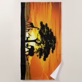 Wilde dieren op de Afrikaanse Savanna Sunset Strandlaken (Voorkant)