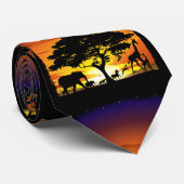 Wilde dieren op de Afrikaanse Savanna Sunset Stropdas (Opgerold)