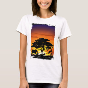 Wilde dieren op de Afrikaanse Savanna Sunset T-shirt