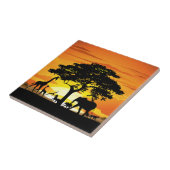 Wilde dieren op de Afrikaanse Savanna Sunset Tegeltje (Zijkant)