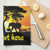 Wilde dieren op de Afrikaanse Savanna Sunset Theedoek (Quarter Fold)