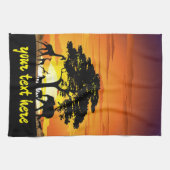 Wilde dieren op de Afrikaanse Savanna Sunset Theedoek (Horizontaal)