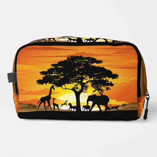 Wilde dieren op de Afrikaanse Savanna Sunset Toilettasje (Voorkant)